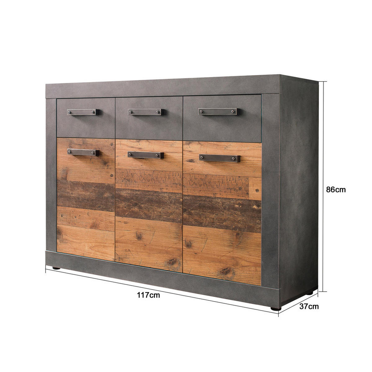 KOMMODE Grau - Grau, Holzwerkstoff (117/86/37cm) - ebuy24