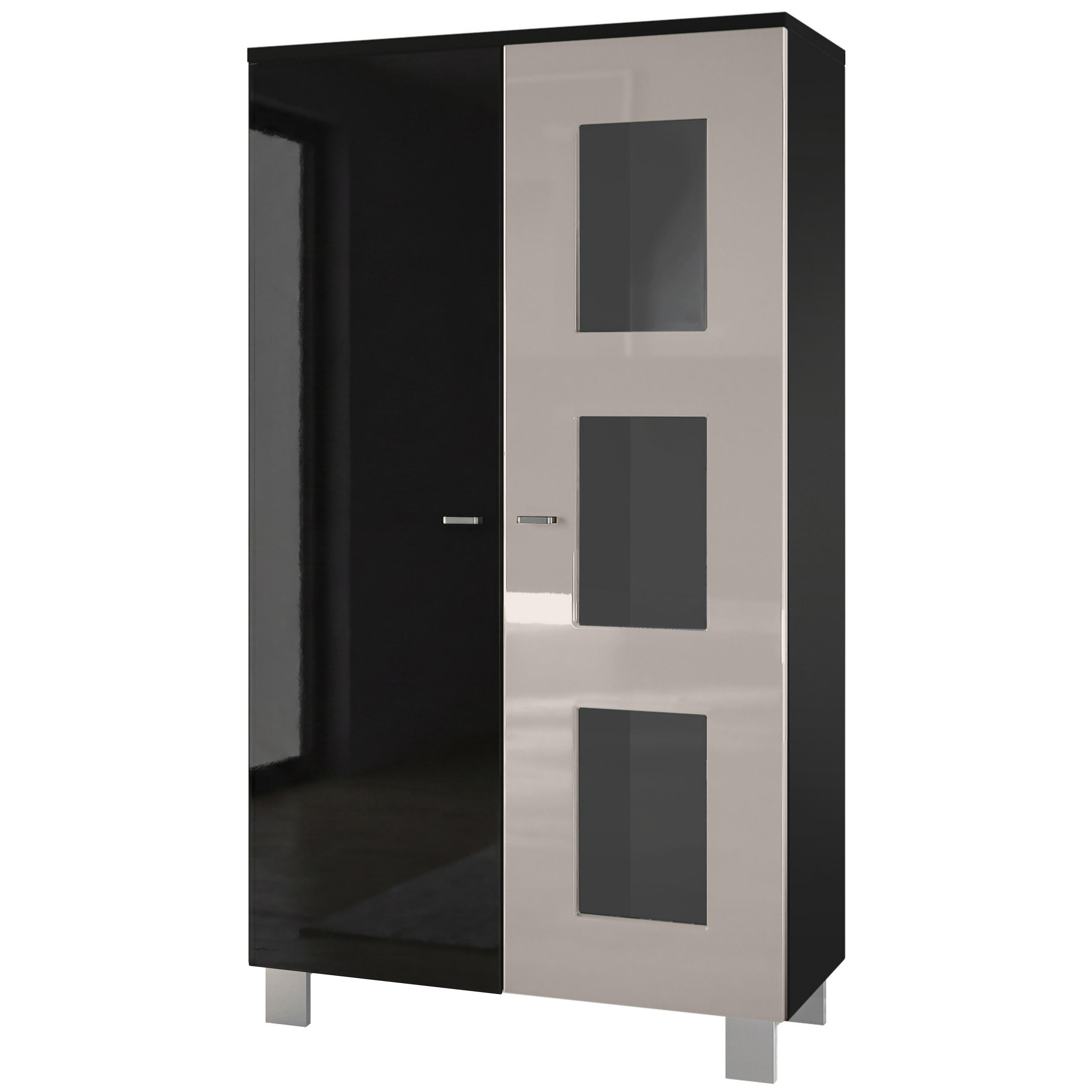 VITRINE Denjo Tür in Sandgrau Hochglanz - Sandfarben, Holzwerkstoff (71/129/35cm) - Vladon