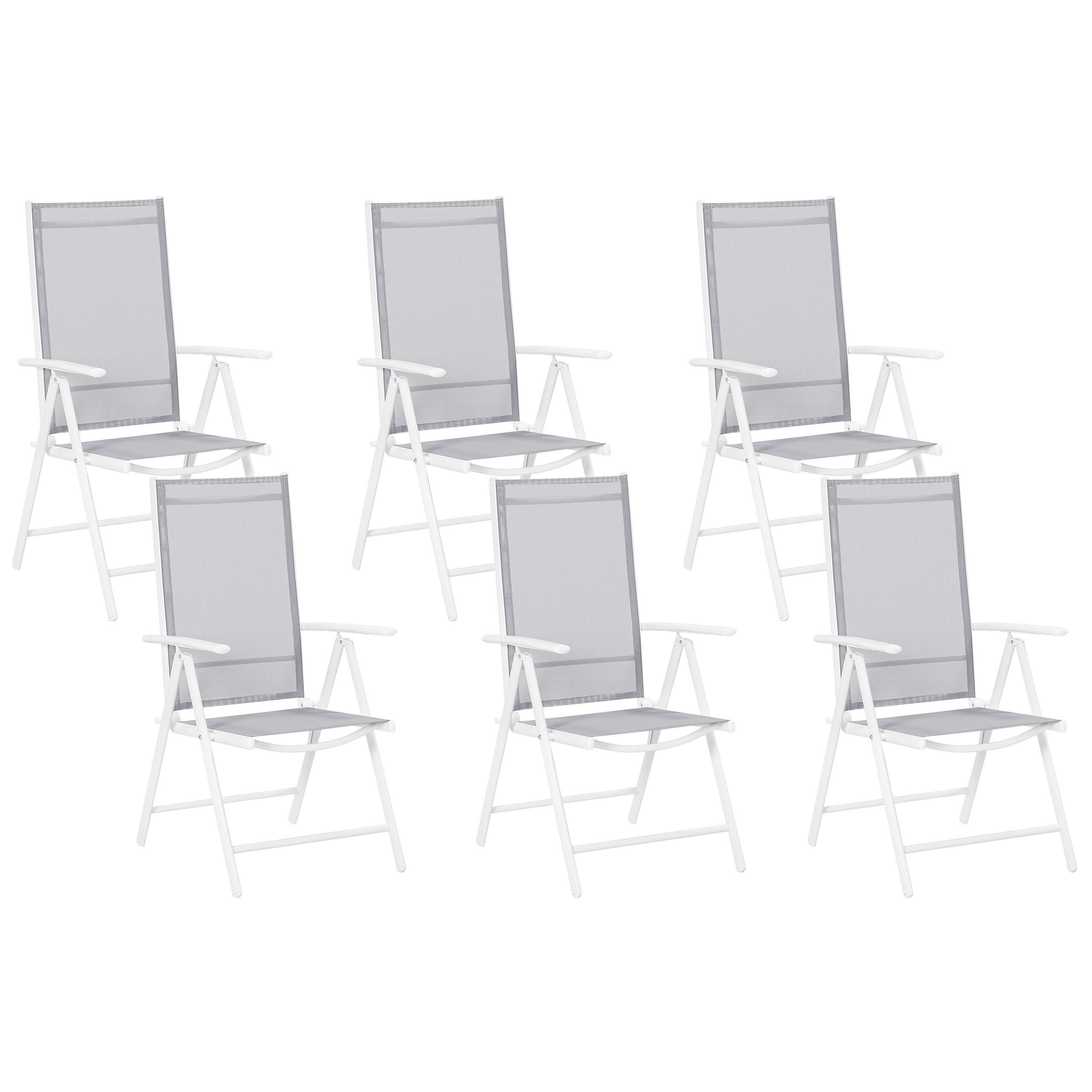 GARTENSTUHL 6er-Set Aluminium hellgrau Catania - Hellgrau, Metall (54/103/65cm) - Beliani