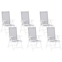 GARTENSTUHL 6er-Set Aluminium hellgrau Catania - Hellgrau, Metall (54/103/65cm) - Beliani