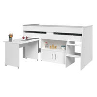 KOMBIBETT mit Schreibtisch und Stauraum - 90x200 cm - Reverse - Weiß, Holzwerkstoff (90/200cm) - Calicosy