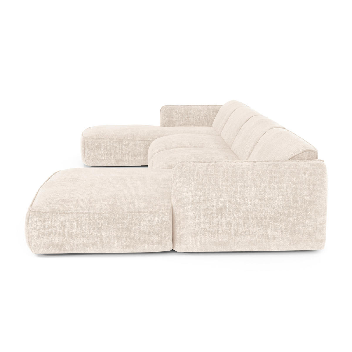 WOHNLANDSCHAFT Rastervelours Creme 346cm - Creme, Textil (346/76/166cm) - Sia Home