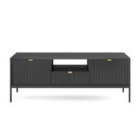 TV-SCHRANK Vellore Schwarz mit Metallbeinen 154 cm - Goldfarben/Schwarz, Holzwerkstoff/Metall (154/56/39cm) - Selsey