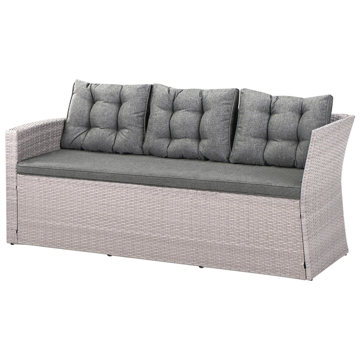 GARTEN-ECKSOFA 8-Sitzer Polyrattan Grau Viterbo - Hellgrau/Grau, Kunststoff - Beliani
