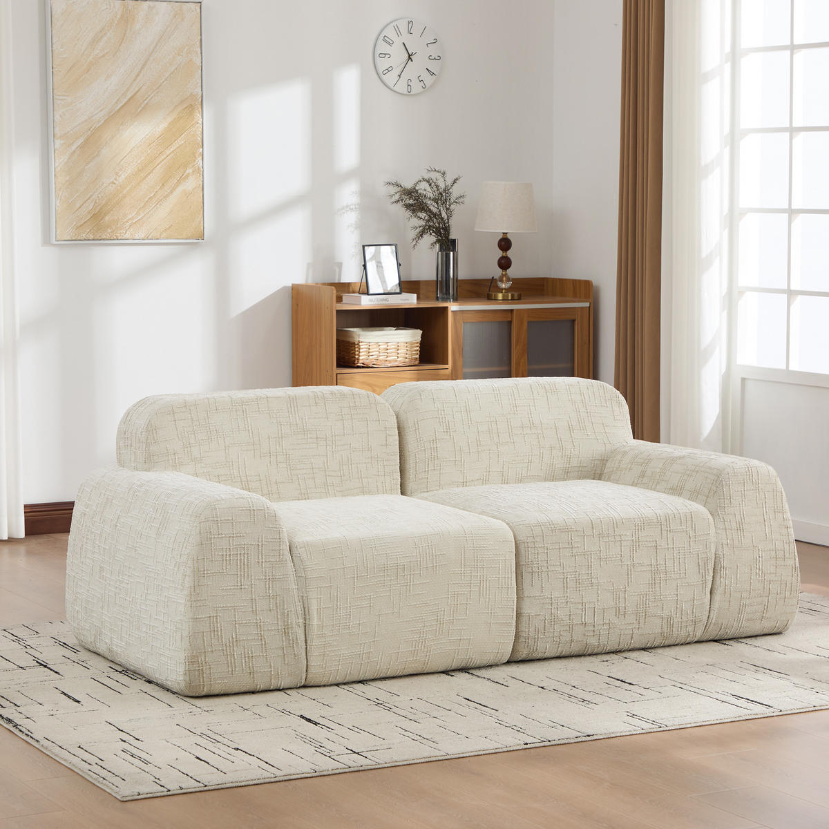 2-SITZER-SOFA DE-35114 mit Chenille-Bezug Beige - Beige, Textil (90.5/73/198cm) - ComfortXL