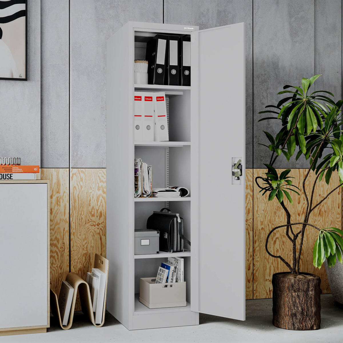 AKTENSCHRANK ALEX D600 - Grau, Metall (45/185/60cm) - Jan Nowak