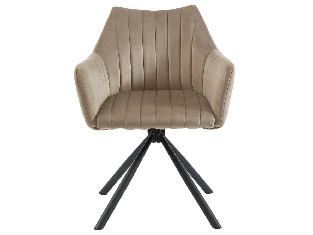 STUHL mit Armlehnen 6er-Set - Samt & Metall - Beige - IZIALI - Beige, Textil (60/83.5/60cm) - Pascal Morabito