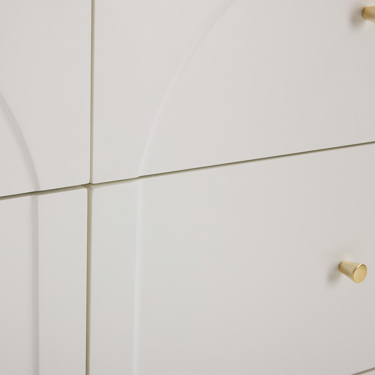 SIDEBOARD Kommode Luxus Design geschwungene Bögen 6 Schubladen Metallgriffe erhöhte Konstruktion - Weiß, Holzwerkstoff/Metall (120/82/40cm) - EVRYAE