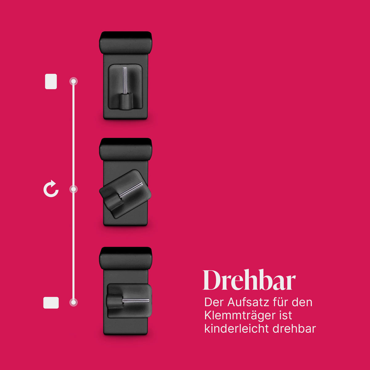 KLEMMTRÄGER für Vitragestangen 20er Pack - Schwarz, Kunststoff (2/4/4cm) - Bestlivings
