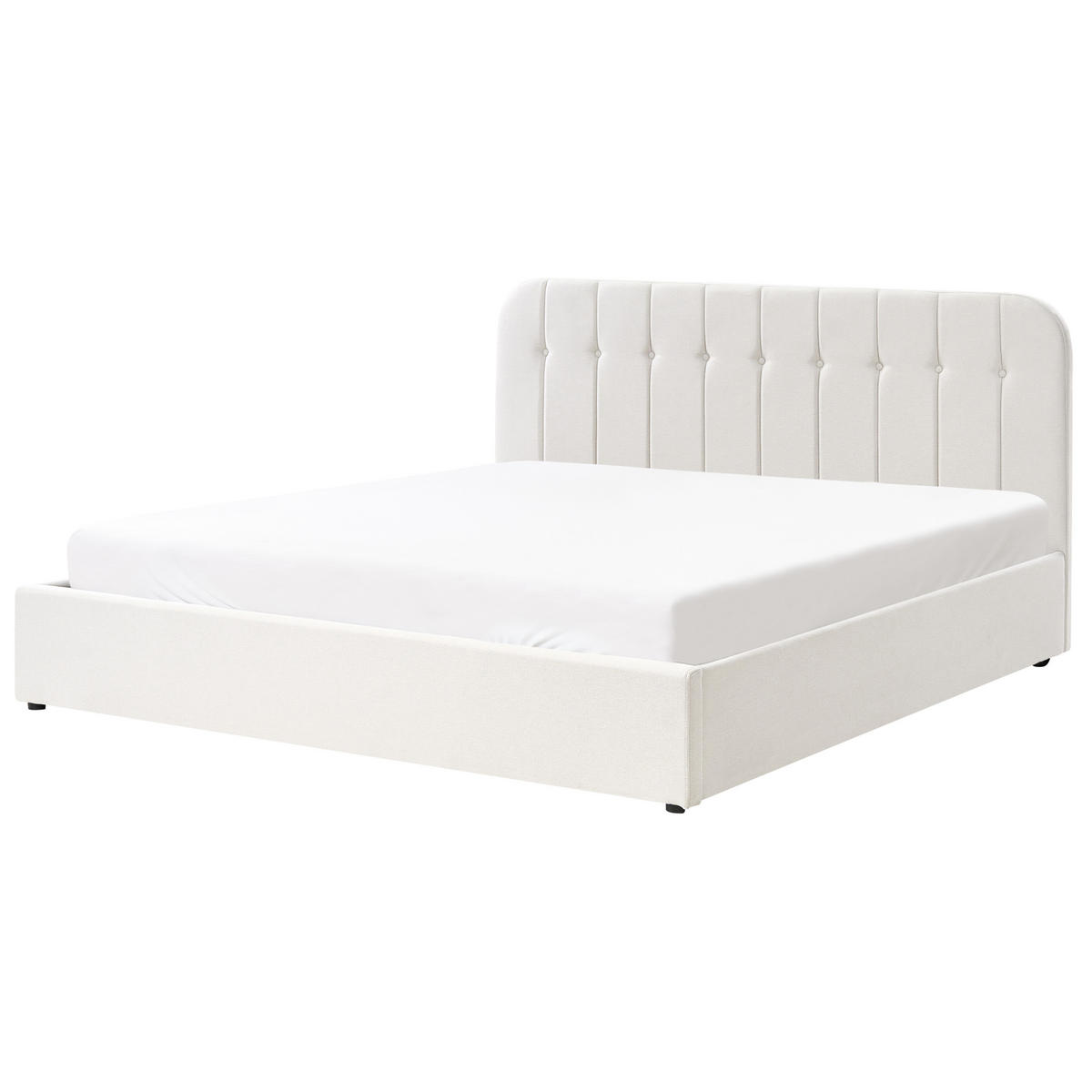 BETT mit Stauraum 180/200 cm Stoff Cremeweiß Challans - Creme, Textil (180/200cm) - Beliani