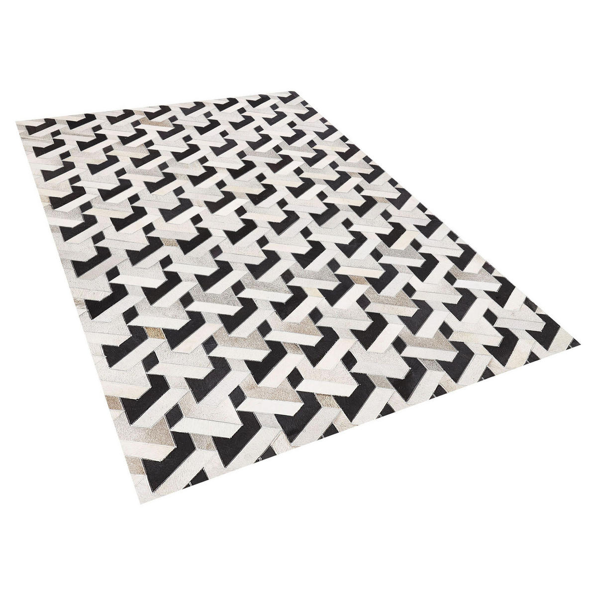 PATCHWORK-TEPPICH Narman 200/140 cm - Schwarz, Fell (140/200cm) - Beliani