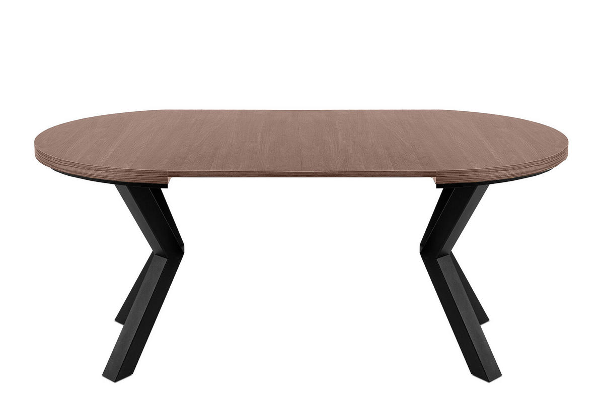 ESSTISCH ROSTEL Ausziehbar 100-260cm Rund, Walnuss mittel/schwarz - Walnussfarben/Schwarz, Holz (100/260/75cm) - KONSIMO®