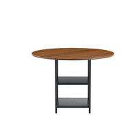 ESSTISCH aus MDF und Metall 107x107x75 cm Schwarz/Walnussfarben mit 2 offenen Ablagen im Industrial-Stil - Schwarz, Holzwerkstoff (107/107/75cm) - Modfu