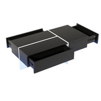 COUCHTISCH 100/50/34.5 cm schwarz aus Spanplatte mit LED-Beleuchtung und 3 Schubladen - Schwarz, Holzwerkstoff (100/50/34.5cm) - OKMYHOME