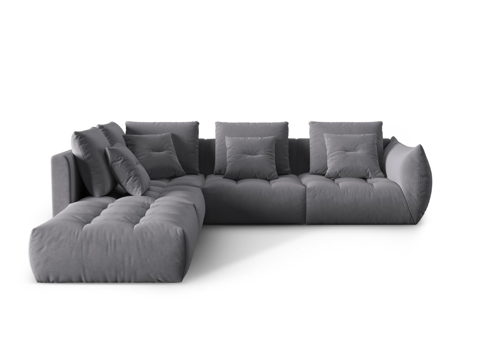 ECKSOFA modular links Bloom aus Samt dunkelgrau 4 Sitzplätze - Dunkelgrau, Textil (310/316cm) - Micadoni