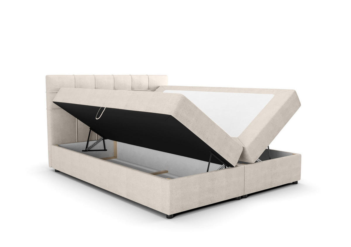 BOXBETT KIDA mit Matratze H3, Bonell und Topper 160x200 Curio 09 - Ecru, Textil (160/200cm) - Bedante