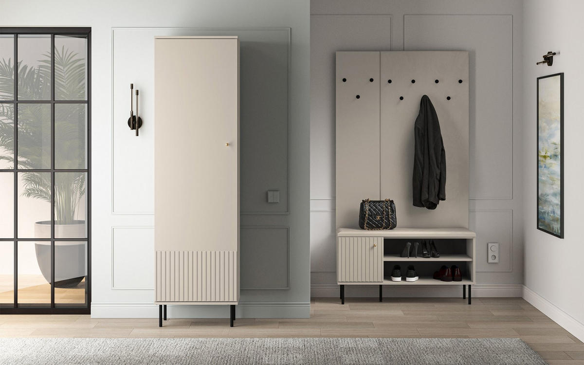 GARDEROBENSCHRABK Caletto Beige 55 cm - Beige/Goldfarben, Holzwerkstoff/Metall (55/190/34cm) - Selsey