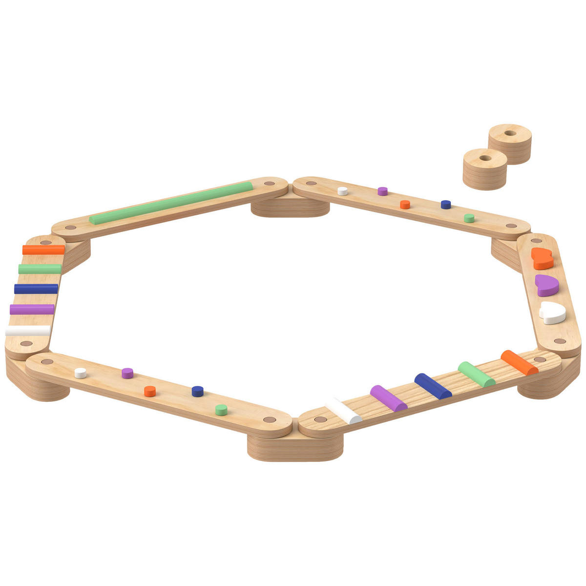 BALANCEBALKEN-KINDERSET DE-10175 zweiseitig, aus Holz Bunt - Multicolor, Holzwerkstoff (115/8.5/130cm) - ComfortXL