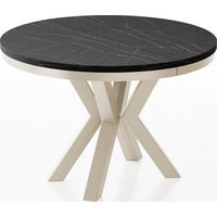 ESSTISCH Clara Beige Cashmere runder ausziehbarer, Marmor Schwarz 100-180/100/76 cm - Kaschmir/Anthrazit, Holzwerkstoff/Metall (100/100/76cm) - WFL GROUP