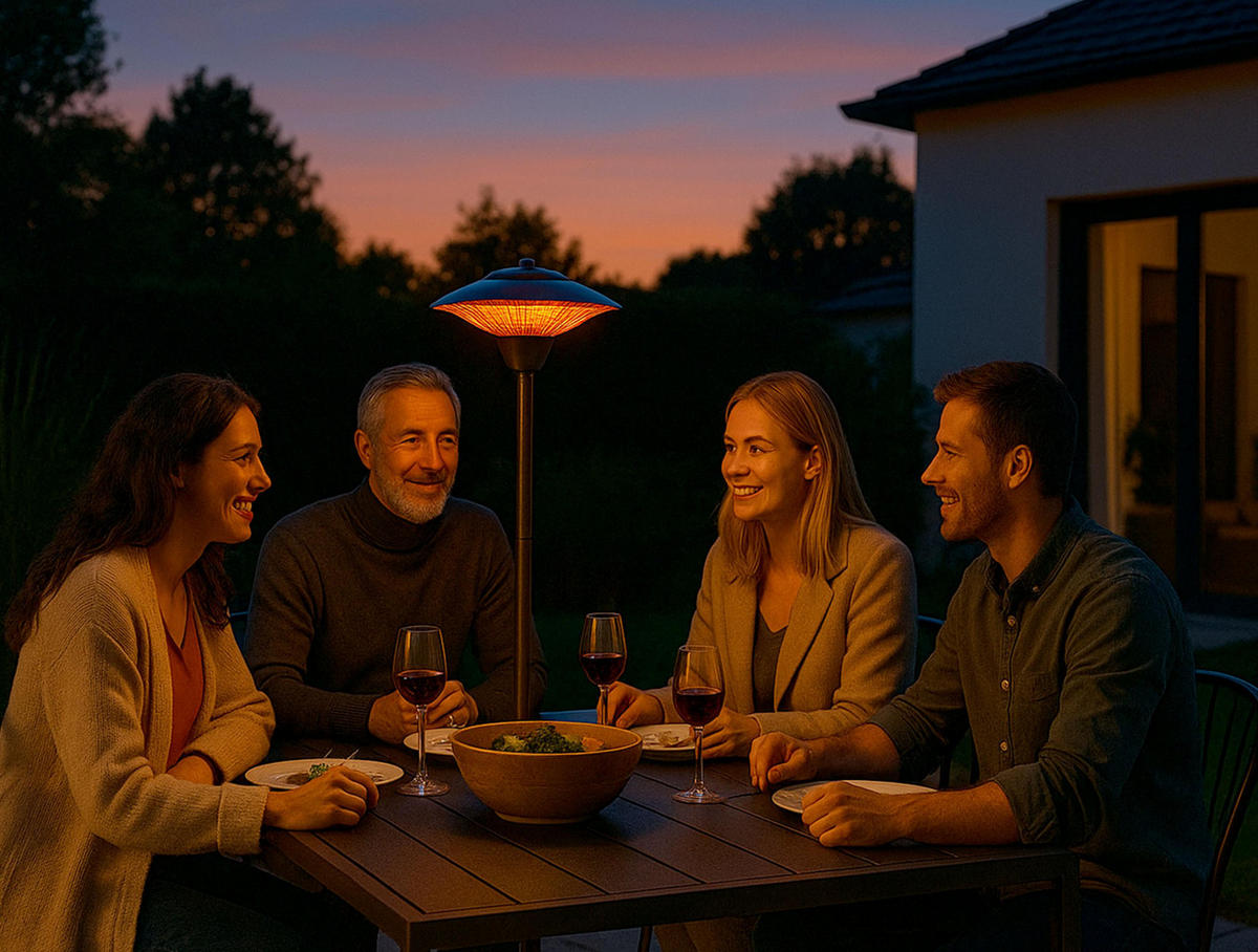 HALOGEN-HEIZUNG auf Standfuß Schwarz outdoortauglich und höhenverstellbar 1500 W - Schwarz, Kunststoff/Metall (51/200/51cm) - Purline