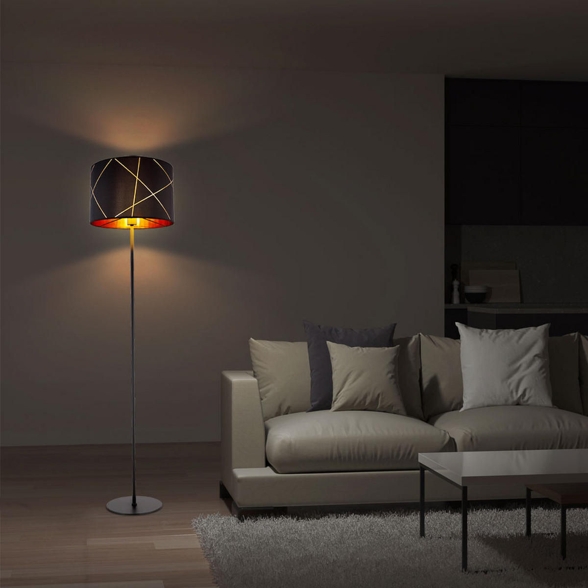 LED STEHLEUCHTE Metall Schwarz-Gold - Schwarz, Metall (38/38/151cm) - Globo Lighting