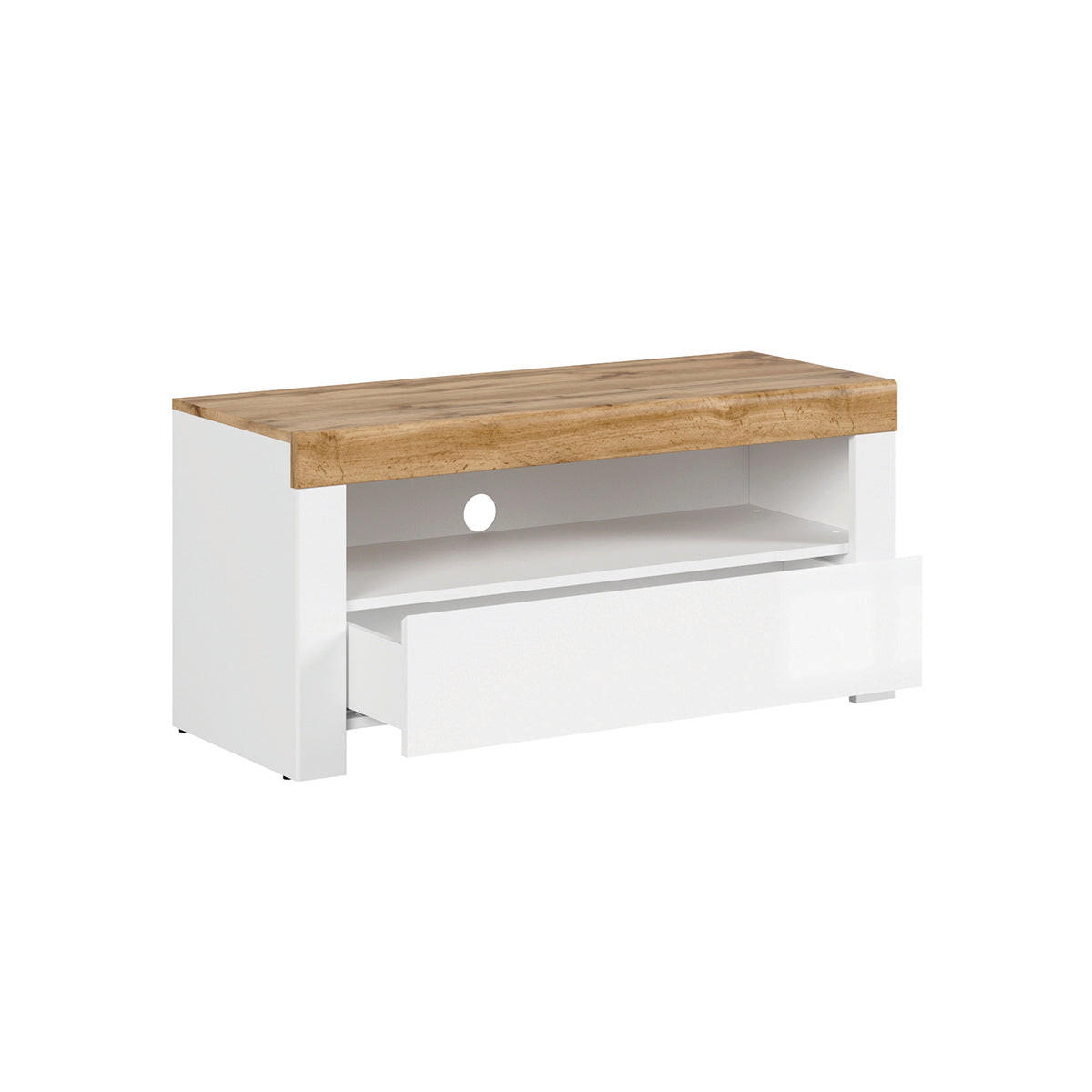 TV-MÖBEL Hella Weiß und Holz - Weiß, Holzwerkstoff (106/50/42cm) - Petits-meubles
