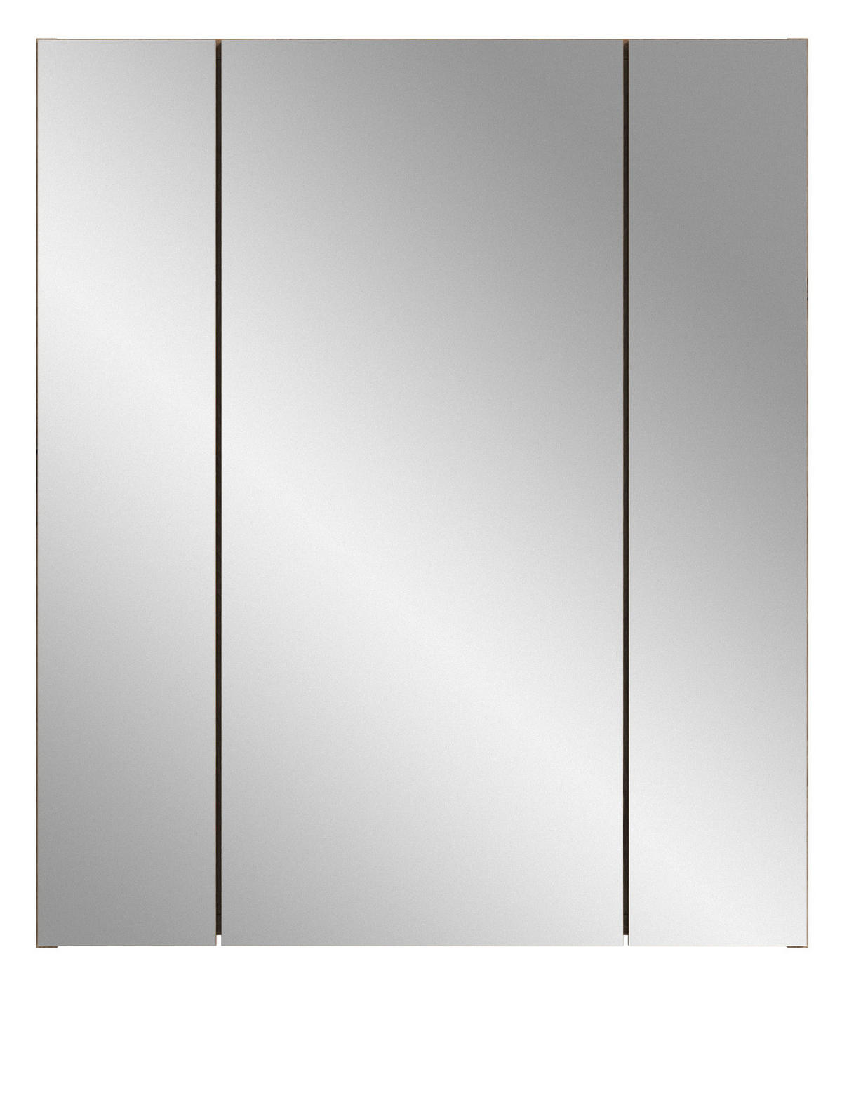 SPIEGELSCHRANK Eiche Nox, Badschrank Spiegel 3-türig / 3D, 9 Fächer 60 x 70 cm - Eichefarben, Glas/Holzwerkstoff (60/70/18cm) - Inn.Furn