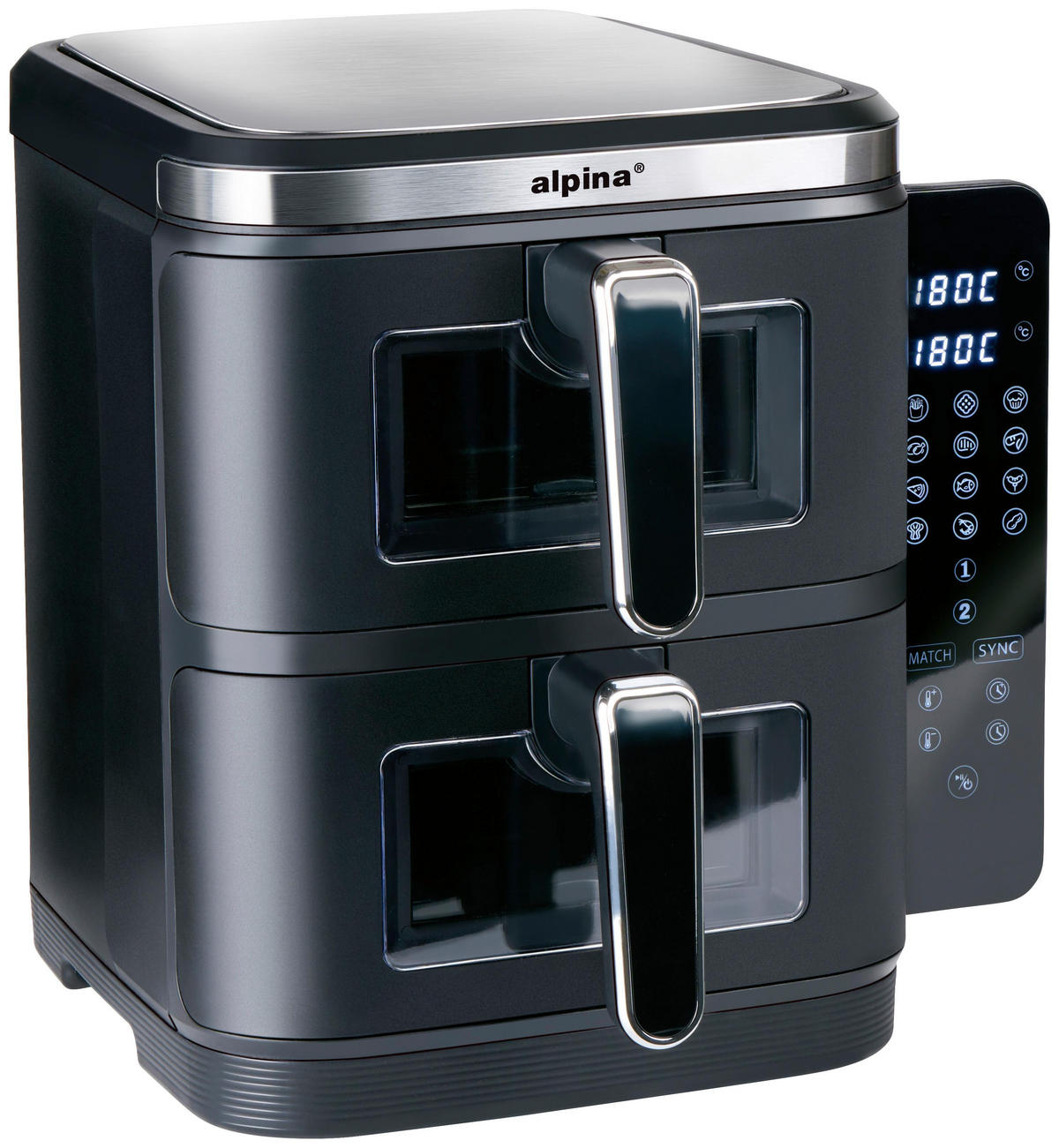 HEISSLUFTFRITTEUSE DOUBLE STACK - Schwarz, Metall (38/29/35cm) - Sonstige