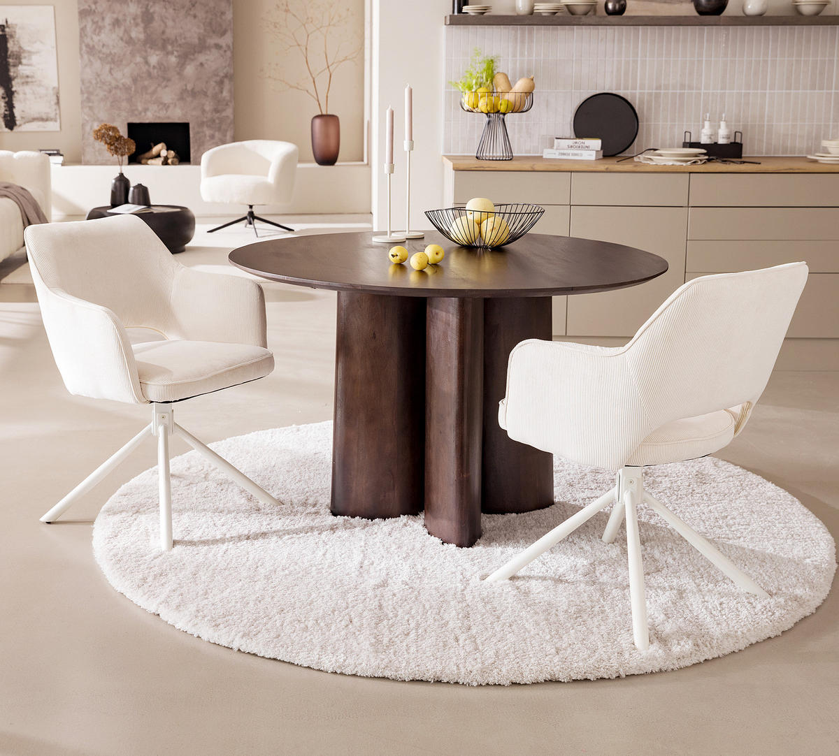 MASSIVER ESSTISCH - Mango massiv - Dunkelbraun/Braun, Holz (120/120/76cm) - home24