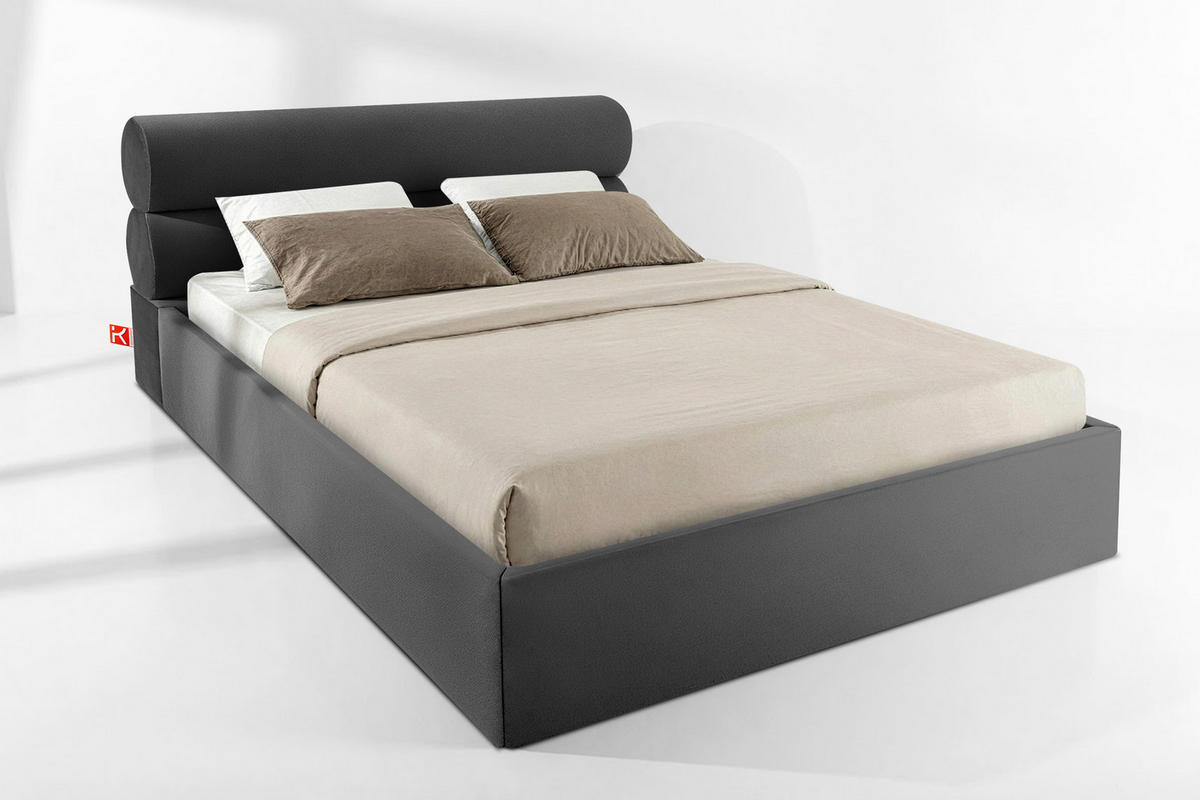 POLSTERBETT LUNEO - Anthrazit/Schwarz, Holz/Holzwerkstoff (202/204cm) - KONSIMO®