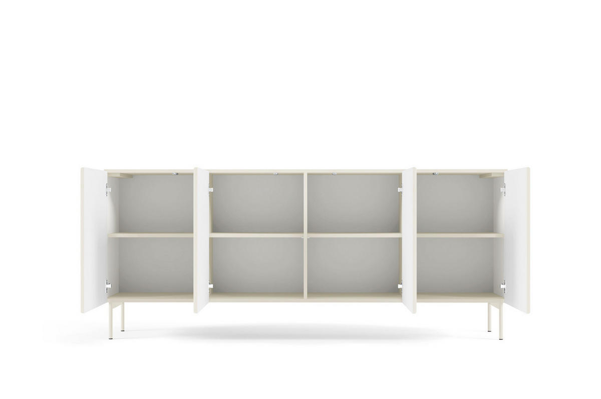 SIDEBOARD MUTI 195 cm Kaschmir - mit Riffel-Fronten und Push-to-Open-System - Kaschmir, Holz/Holzwerkstoff (195/81/40cm) - Ravio