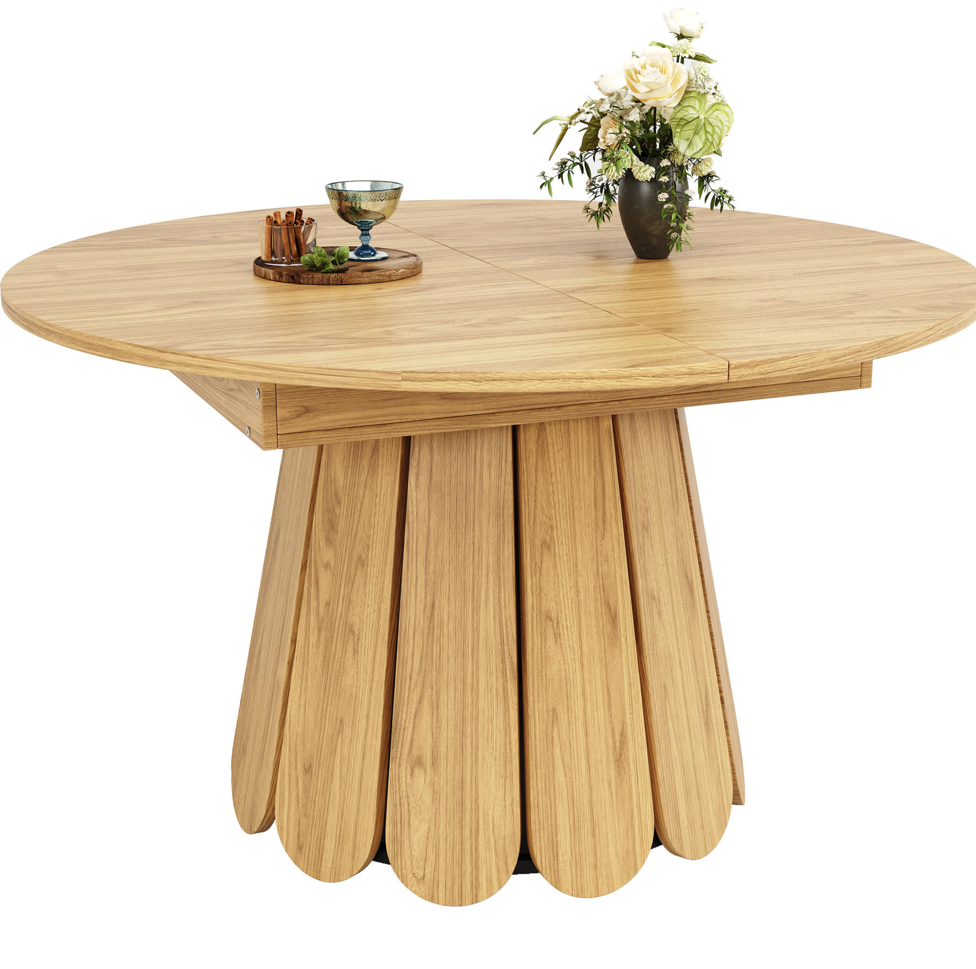 ESSTISCH 118/158/118 cm in Naturfarben aus MDF, ausziehbar und mit Holzoptik - Naturfarben, Holzwerkstoff (158/118/76cm) - Flora Grace