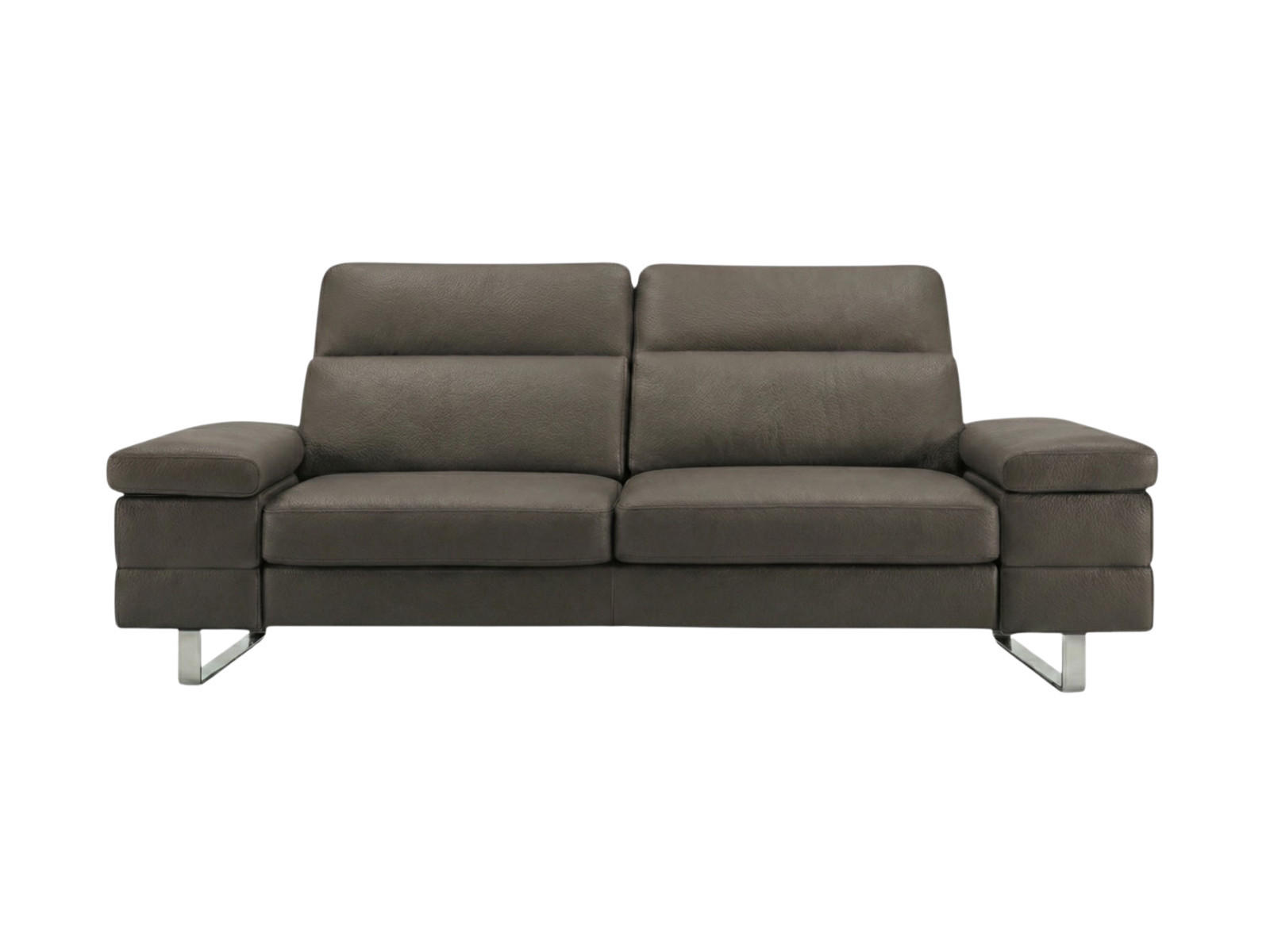 3-SITZER Sofa Virage Echtleder Greige - Greige, Leder/Metall (212/75/109cm)