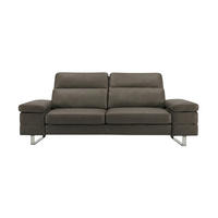 3-SITZER Sofa Virage Echtleder Greige - Greige, Leder/Metall (212/75/109cm)