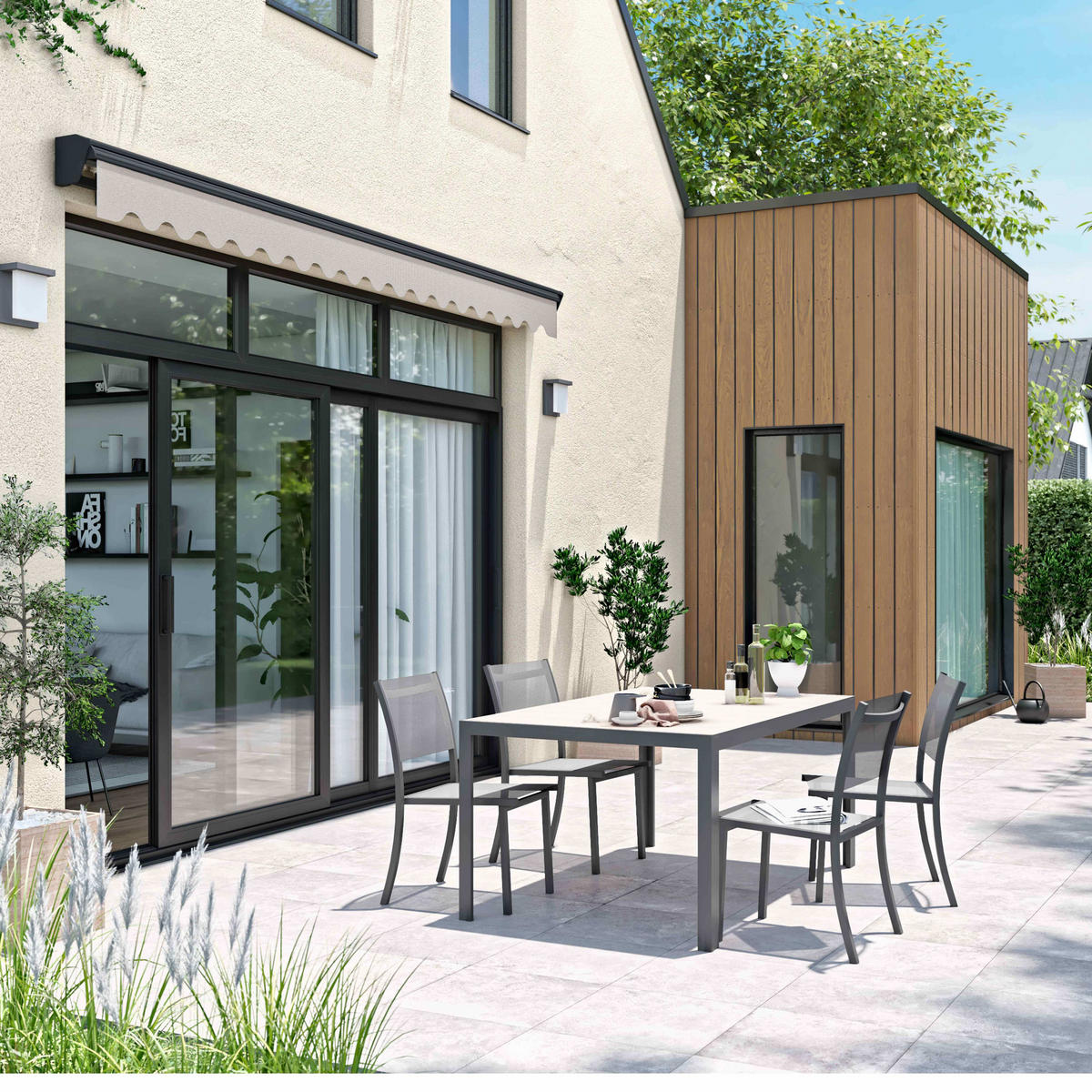 MARKISE elektrisch, Taupe - Taupe, Metall (300/1/400cm) - Oviala