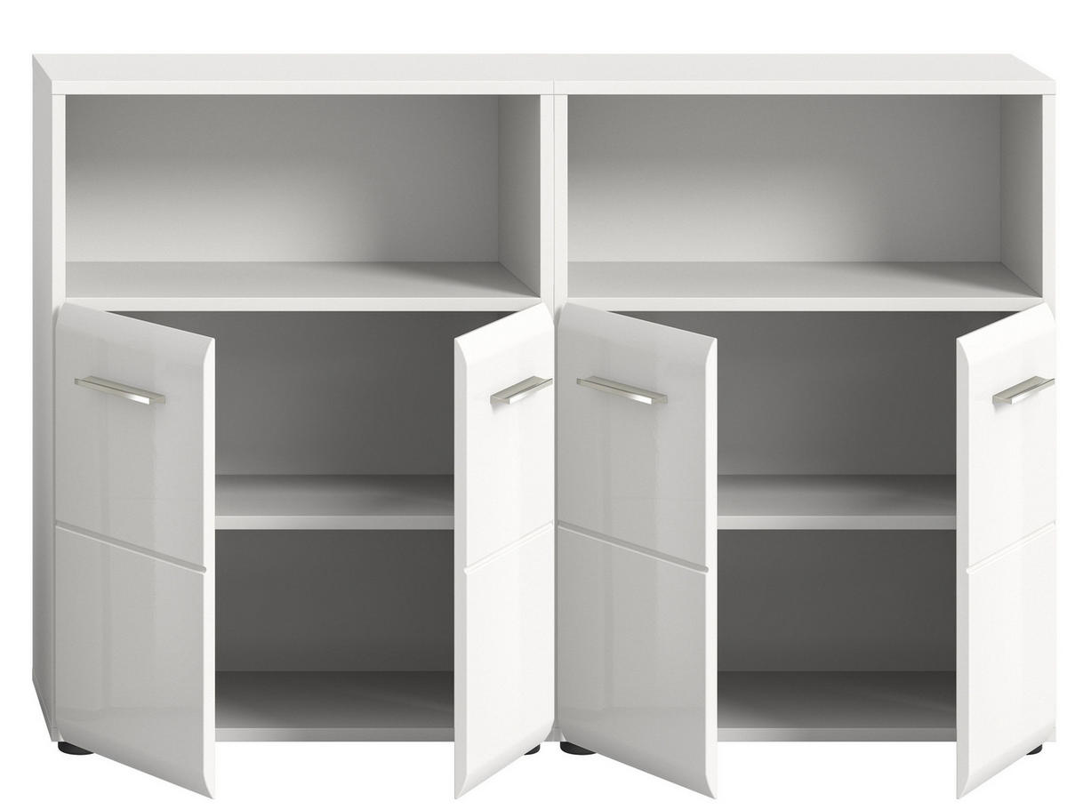 BADKOMBINATION Ice 120x82x30 cm weiß Hochglanz MDF 2tlg. - Weiß, Holz (120/82/30cm)