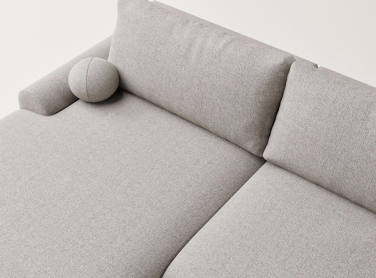 ECKSOFA MIT SCHLAFFUNKTION Tallin Seidengrau Webstoff - Links Seite - Greige/Schwarz, Holz/Holzwerkstoff (145/240cm) - Maison de Reve