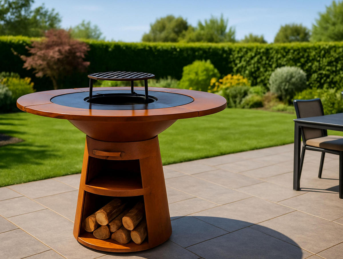 HOLZKOHLEGRILL Feuerschale Braun inkl. Schutzhülle - Braun, Metall (121/105/121cm) - Purline