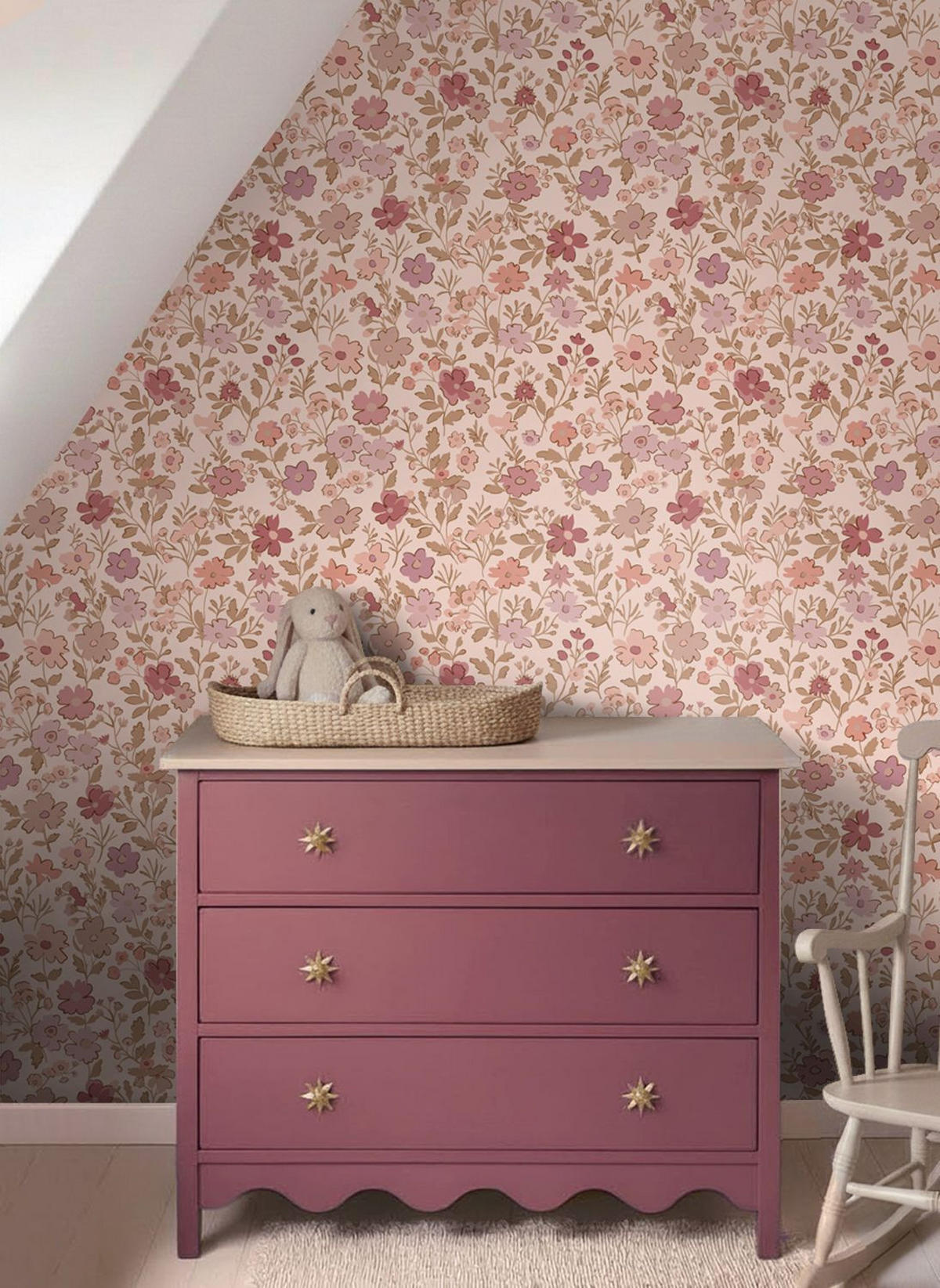 TAPETE Blumen 50 x 900 cm - Pink, Papier (50/0.1cm) - ESTAhome
