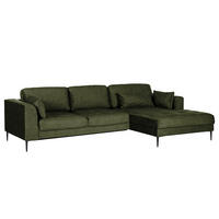 ECKSOFA mit Longchair - Dunkelgrün/Schwarz, Textil/Metall (275/168cm) - home24