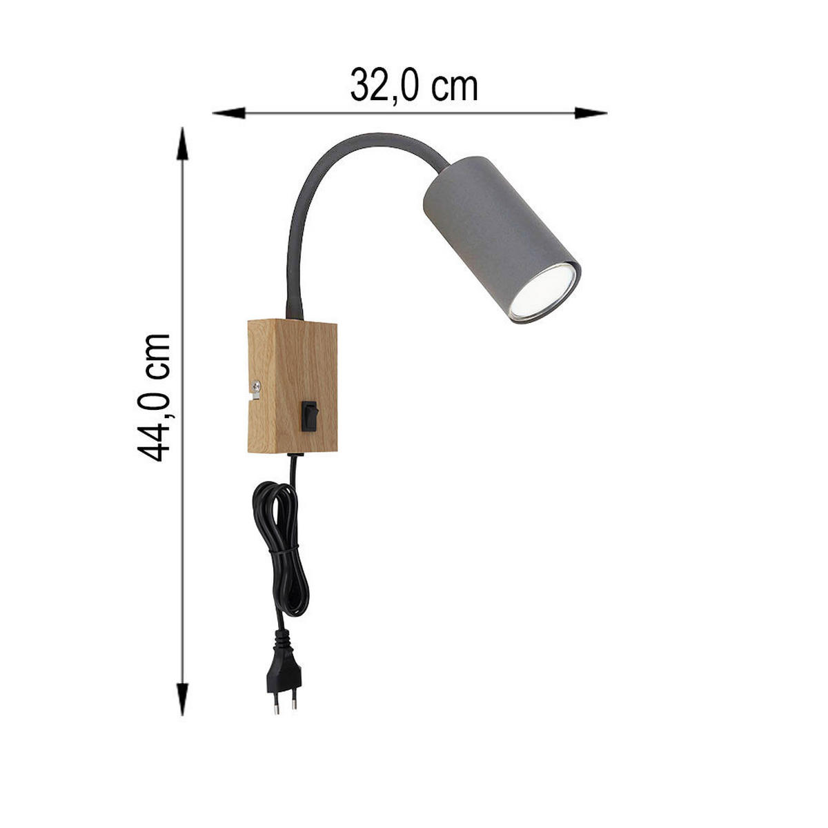 WANDELEUCHTE Metall Holzoptik Grau 2er Set - Grau, Metall (7/44/32cm) - Globo Lighting