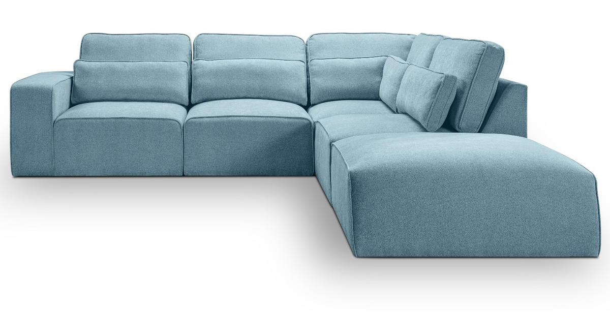 ECKSOFA hellblau Webstoff, Sofa 305 x 281 cm, L-Sofa rechts - Hellblau/Grau, Holz/Textil (305/281cm) - Inn.Furn