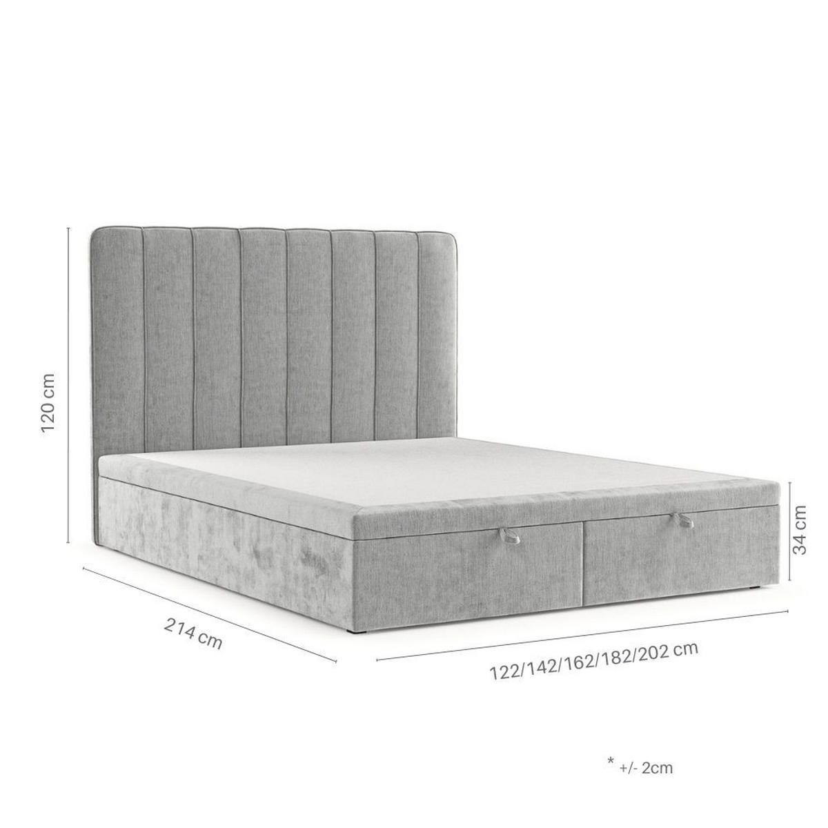 POLSTERBETT Vienna mit Stauraum 200/200 cm Hellgrau im Lotta Stoff - Hellgrau/Schwarz, Holz/Holzwerkstoff (200/200cm) - AltaBeds