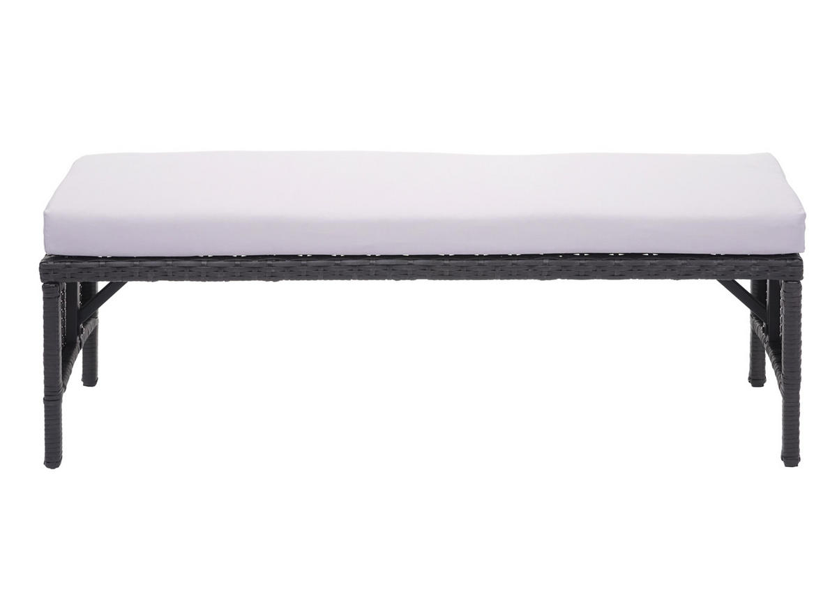 POLY-RATTAN SITZBANK Schwarz - Schwarz, Kunststoff (112/35/30cm) - MCW