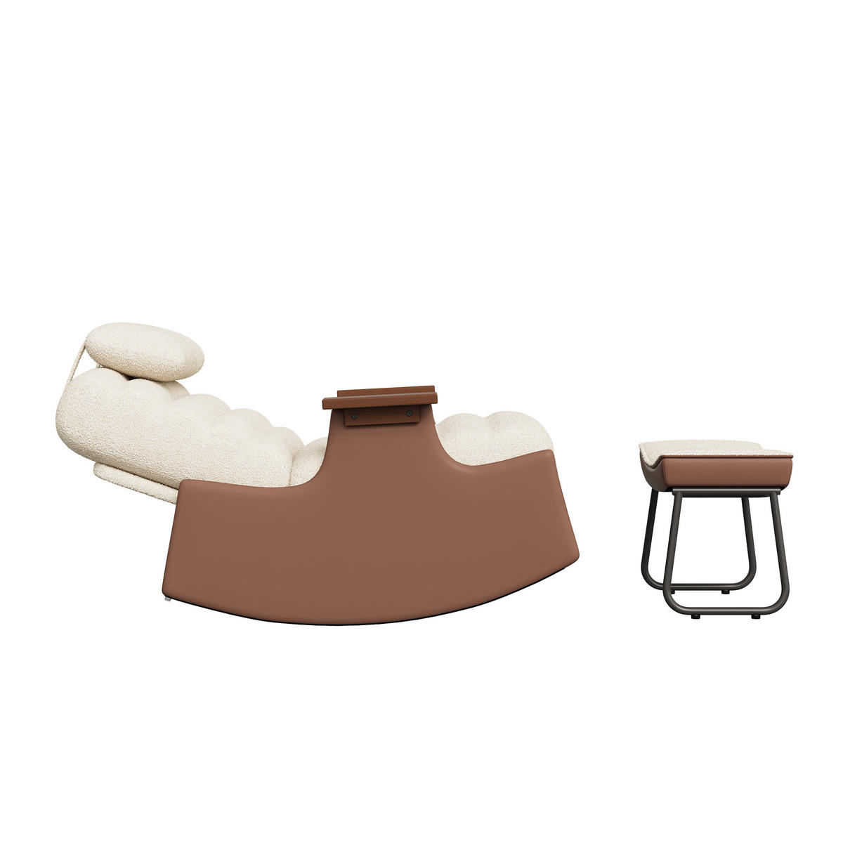 SCHAUKELSTUHL 3-stufig verstellbar Nackenstütze - Beige, Holz (51.5/81/81.5cm) - SHOPENTRA