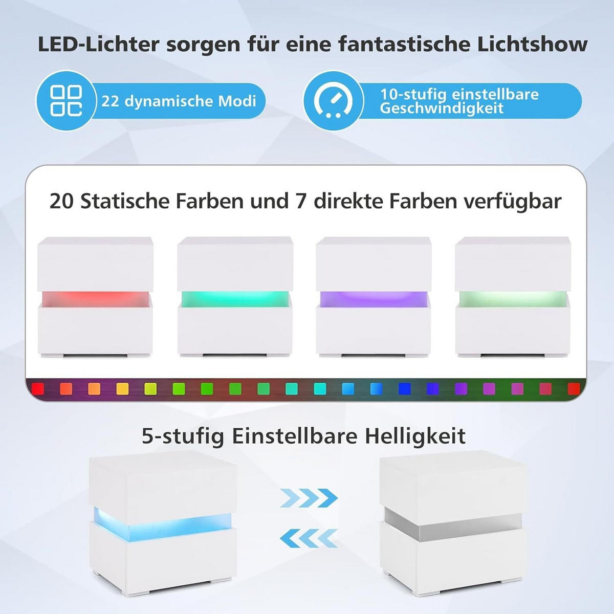 NACHTTISCH 45cm weiß - Weiß, Holz (35/45/45cm) - COSTWAY