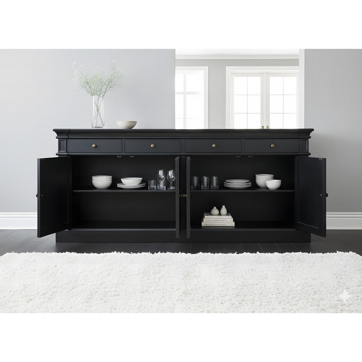 SIDEBOARD antik schwarz - Schwarz, Holz (186/86/45cm) - ebuy24