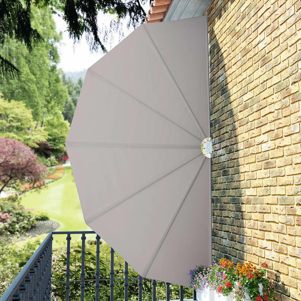 FALTBARER Terrassen-Seitenfächer Creme 200 cm - Creme, Textil (200/130/200cm) - furnicato