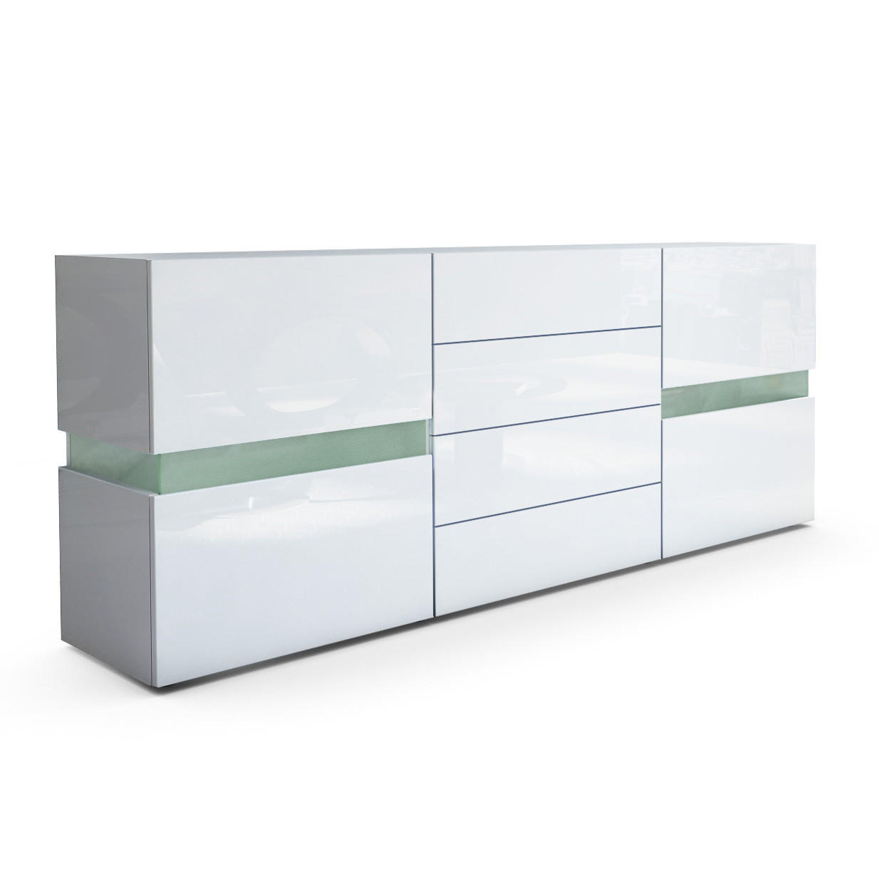 Vladon Sideboard Weiß Hochglanz 177x75x39 cm
