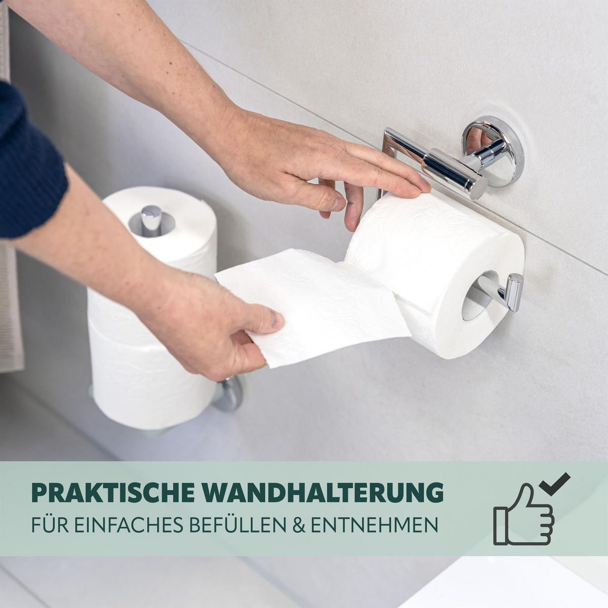 TOILETTENPAPIERHALTER LUCENTE, Edelstahl verchromt - Chromfarben, Metall (15.5/11/6cm) - bremermann